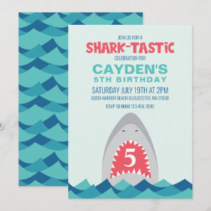 Hajbett Sharktastsisk födelsedagsfest inbjudan