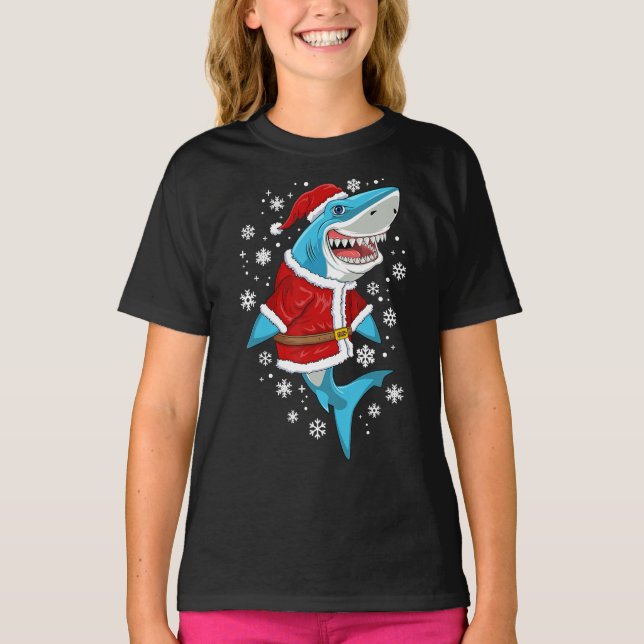 Hajchristmas-presentpojkar, ungar, Santa sharkmas T Shirt (Framsida)