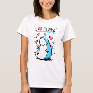Hajen älskar människor Rollig Teckning Serieteckni T Shirt