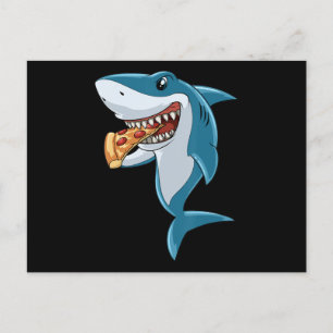 Hajen äter pizza hajälskare pizzaälskare meddelande vykort