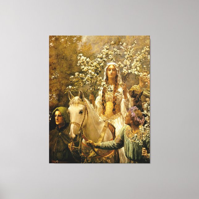 Hajen av drottning Guinevere av John Collier Canvastryck (Framsida)