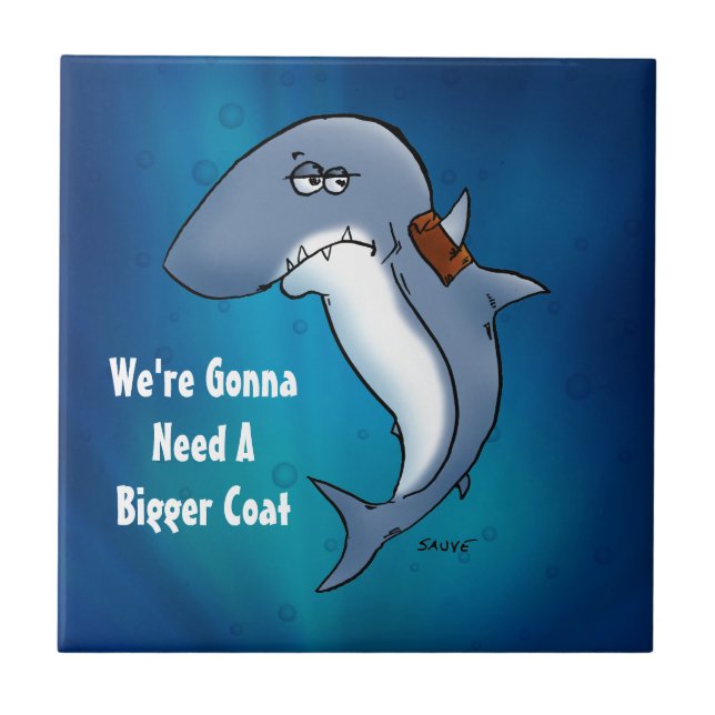 Hajen behöver en större Jackat Tecknad Kakelplatta (Framsidan)