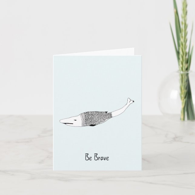 Hajen för hälsningskort för blått uppmuntrande i h inbjudan (Framsida)