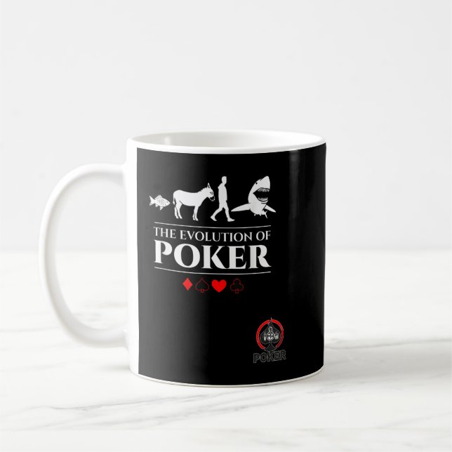 Hajen från Poker Fish Donkey Man Card Kaffemugg (Vänster)