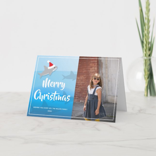 Hajen i jultomten, julklapp med Helgdag Helgkort (Framsida)