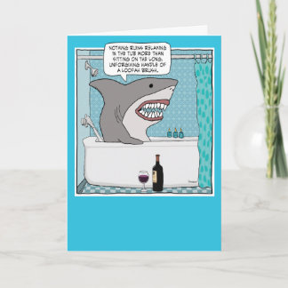 Hajen i Tub har ont i Butt Funny Birthday Kort