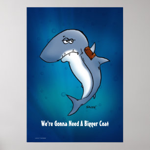 Hajen Kommer Behöva En Större Kappa Tecknad Affisc Poster