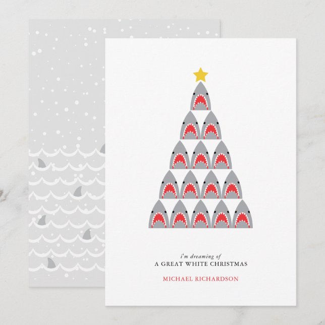 Hajens Underbara, vita, platta Helgdag Julkort (Fram/baksida)