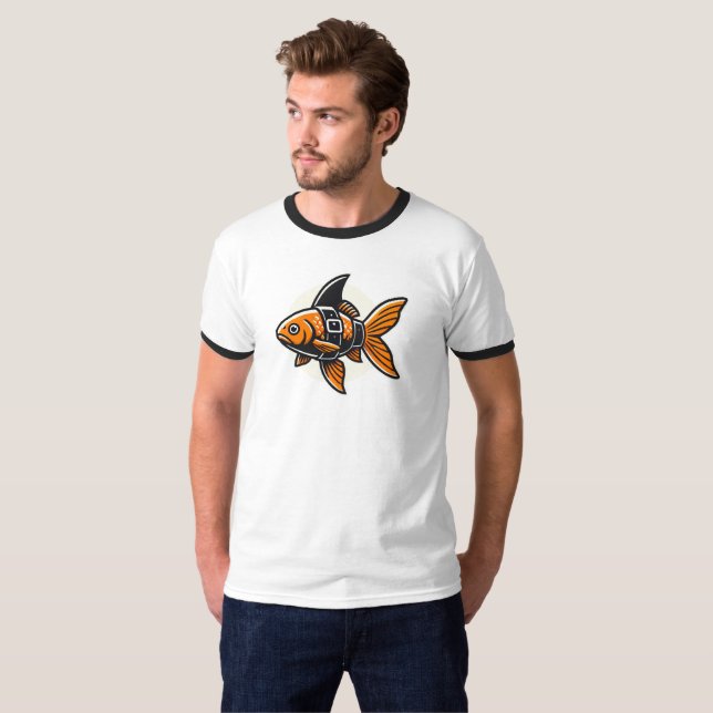 Hajfensguld fisk T-shirt av Vin Zzep (Hel framsida)