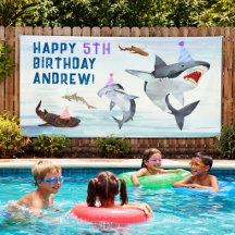 Hajfödelsedagsinbjudan Poolparty-banner
