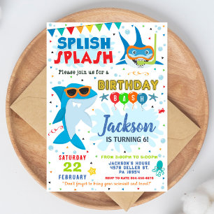 Hajfödelsedagsinbjudan Splish Splash Födelsedagsfe Inbjudningar