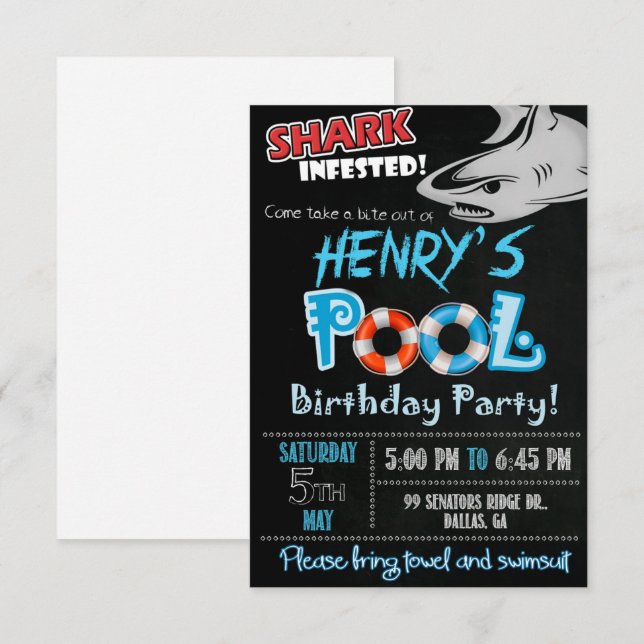 Hajfödelseninbjudan, Pool fest Inbjudningar (Fram/baksida)