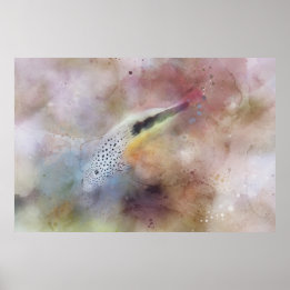 Hajisk tropisk fiskvattenfärg - hawkfisk poster