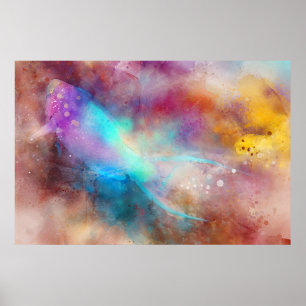 Hajisk tropisk fiskvattenfärg - Parrofisk Poster