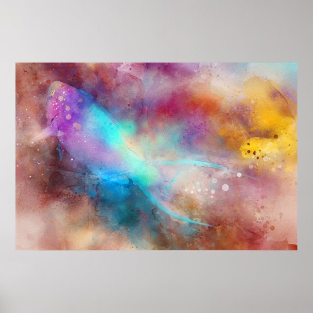 Hajisk tropisk fiskvattenfärg - Parrofisk Poster (Framsidan)