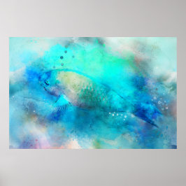 Hajisk tropisk fiskvattenfärg - Parrofisk Poster