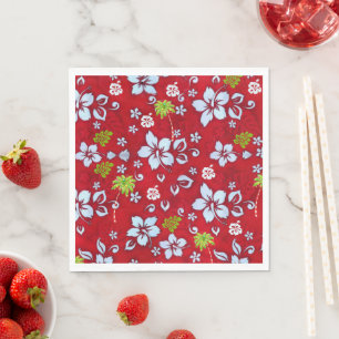 Hajiska julen Hibiscus och Handflatan Träd Napkin Pappersservett