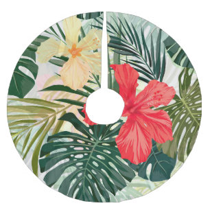 Hajiska tropiska växter, färgstarka blommor. julgransmatta borstad polyester