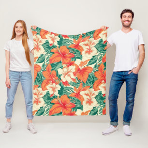 Hajiska vibe tropiska blommor mönster fleecefilt