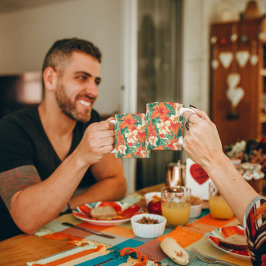 Hajiska vibe tropiska blommor mönster kaffemugg