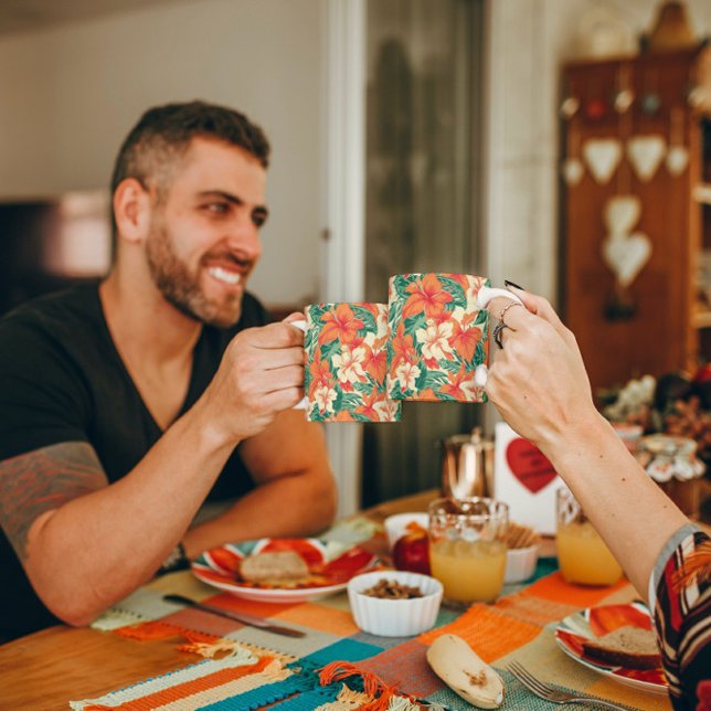 Hajiska vibe tropiska blommor mönster kaffemugg (Skapare uppladdad)
