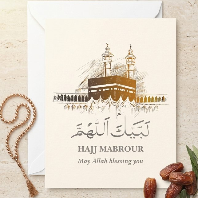 Hajj Mabrour Card Islamic Labayka Allahouma Julkort (Skapare uppladdad)