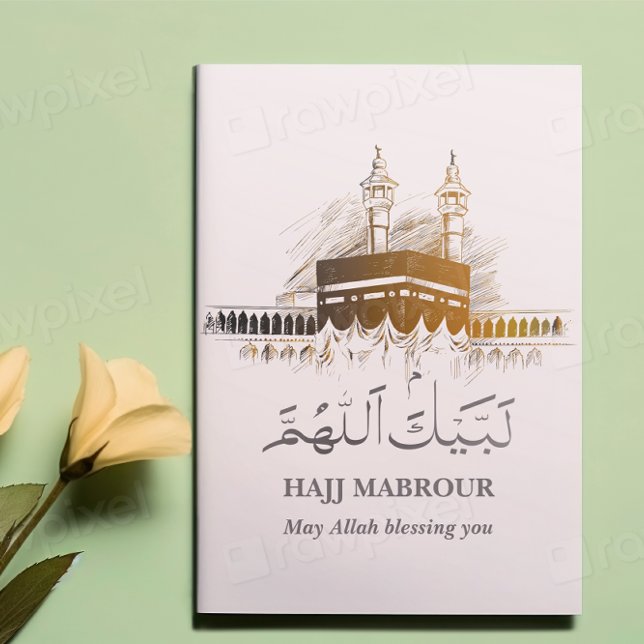 Hajj Mabrour Card Islamic Labayka Allahouma Julkort (Skapare uppladdad)