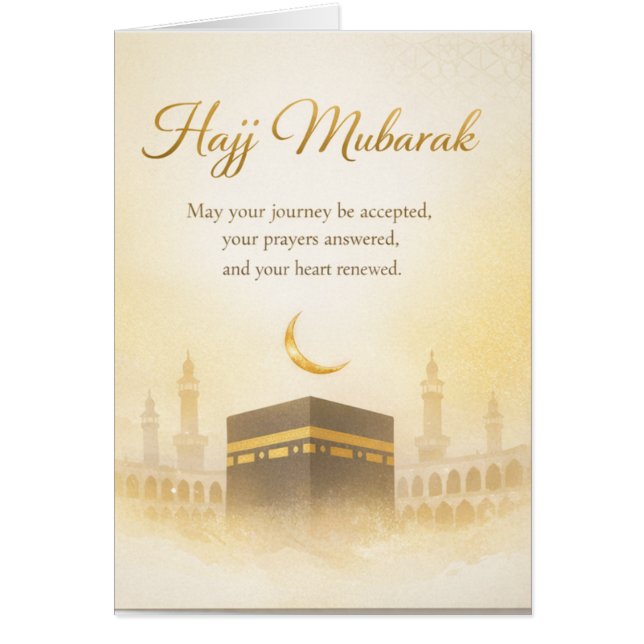Hajj Mubarak Elegant Gold Kaaba Islamic Greeting  Hälsningskort (Framsidan)