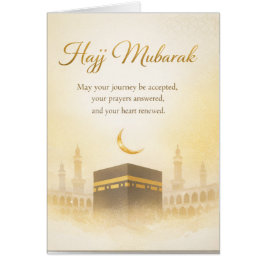 Hajj Mubarak Elegant Guld Kaaba Islamiskt Välkomna Hälsningskort