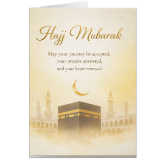 Hajj Mubarak Elegant Guld Kaaba Islamiskt Välkomna Hälsningskort