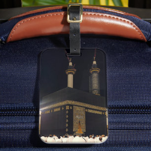 Hajj Pilgrims at Fajr, Kaaba, Mecca, Saudiarabien Bagagebricka