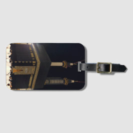 Hajj Pilgrims at Fajr, Kaaba, Mecca, Saudiarabien Bagagebricka