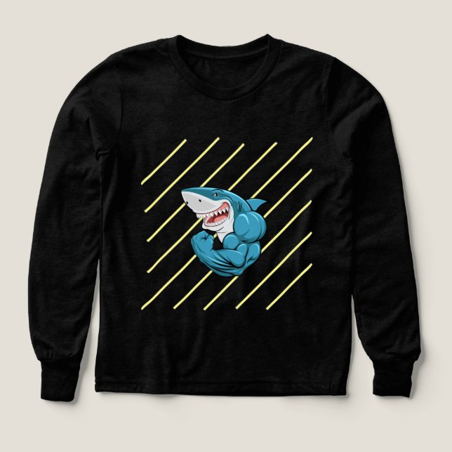 "Hajmode-sweatshirt – Djuphavsstil med bett" T Shirt (Design framsida)