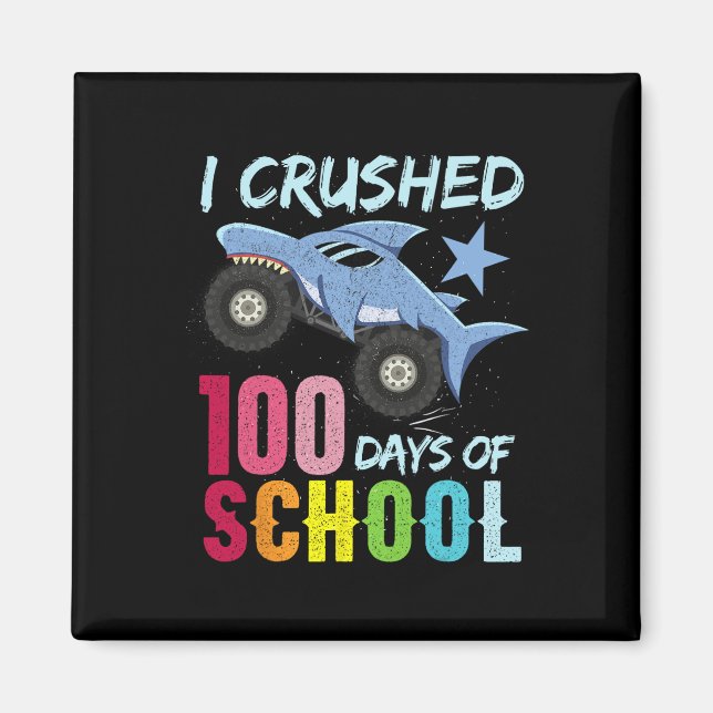 Hajmonster Lastbil 100 dagar med skolutrustning Magnet (Framsidan)