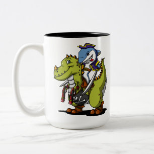 Hajpirat som rider den roliga T-Rex dinosauren Två-Tonad Mugg