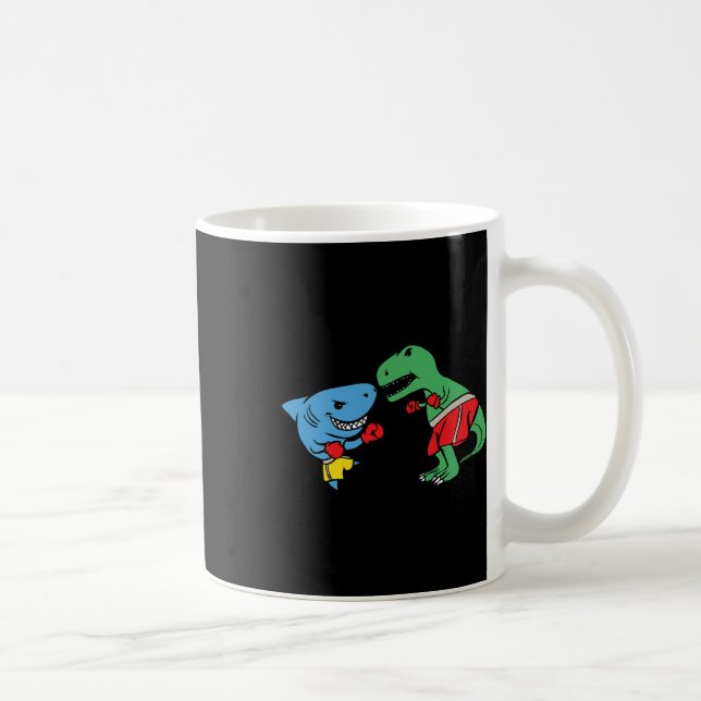 Hajpunnande T-Rex Dinosaurium Roligt Slagsmål Boxn Kaffemugg (Höger)