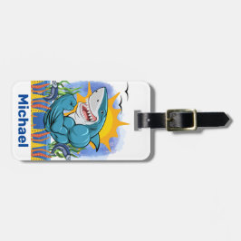 Hajs Flexing Muscles Sea Life Sol Personlig Bagagebricka