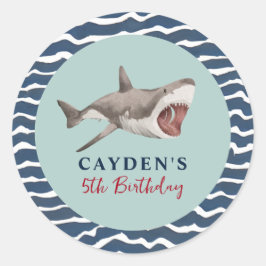 Hajs-födelsedagsfest Runt Klistermärke