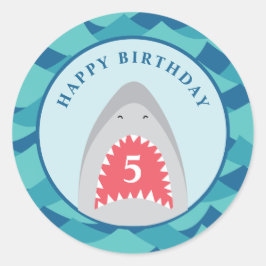 Hajs-födelsedagsfest Runt Klistermärke