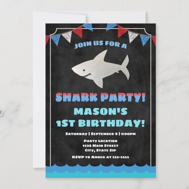 Hajs födelsedagsinbjudan Baby Shark Inbjudningar (Framsida)