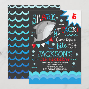 Hajs födelsedagsinbjudan Shark Bassäng Party Inbjudningar