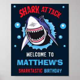Hajs välkomstskylt party-tecken Sharktastic party- Poster