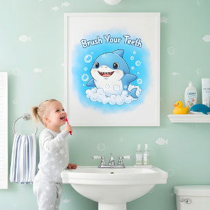 Hajstänk Barns Badrumsväggkonst Poster