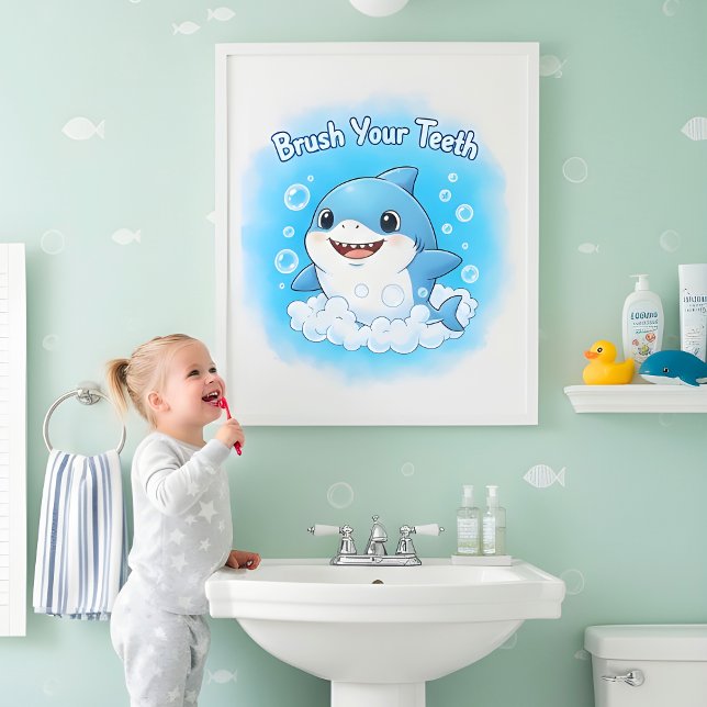Hajstänk Barns Badrumsväggkonst Poster (Skapare uppladdad)