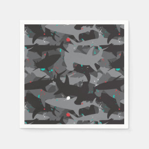 Hajsvart och Teal Camouflage Mönster Papper Pappersservett