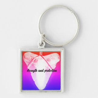 Hajtandtand Fyrkantig Silverfärgad Nyckelring