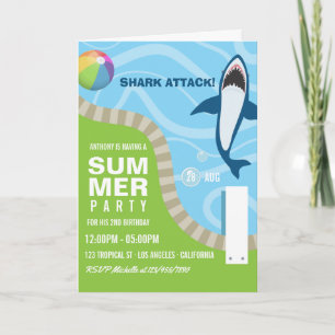 Hajtemat Sommar Bassäng Födelsedagsfest Inbjudan