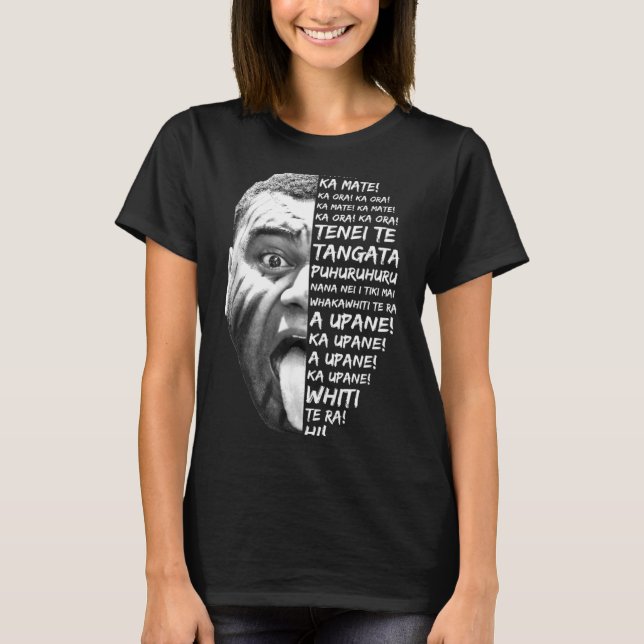 Haka New Zealand Maori New Zealand Fans Rugby _1  T Shirt (Framsida)