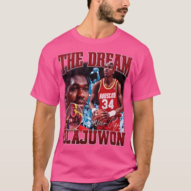 Hakeem Olajuwon Dream Basketball Legend Signat T Shirt (Framsida)