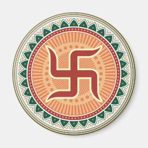 Hakkors med traditionell indisk stil Mandana Magnet
